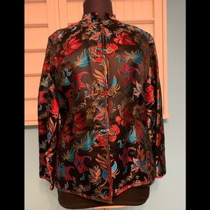 Chico’s Silk Blend Floral Jacket Size 3 EUC
